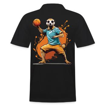 Joueur de handball suricate style streetwear - Polo Homme - noir - Dos - Kai (181cm)
