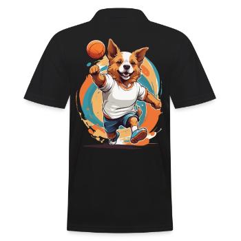 Süßer Hund Handballspieler Streetwear - Männer Poloshirt - Schwarz - Hinten - Kai (181cm)