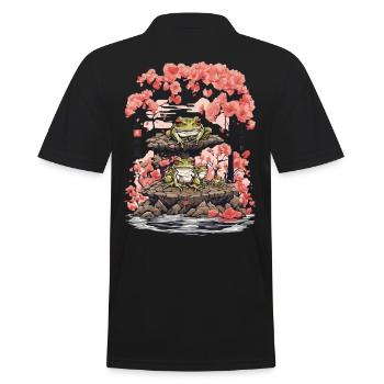 Frog Streetwear Aesthetic Vintage Design - Men's Polo Shirt - black - Back - Kai (181cm)