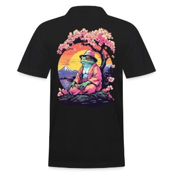 Frosch Streetwear Aesthetic Vintage - Männer Poloshirt - Schwarz - Hinten - Kai (181cm)