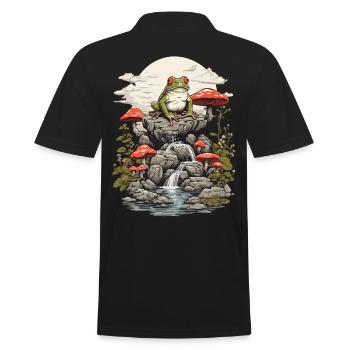 Goblincore Frog Streetwear Aesthetic Vintage - Men's Polo Shirt - black - Back - Kai (181cm)