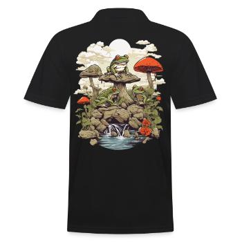 The Frog Streetwear Aesthetic Vintage Design - Men's Polo Shirt - black - Back - Kai (181cm)