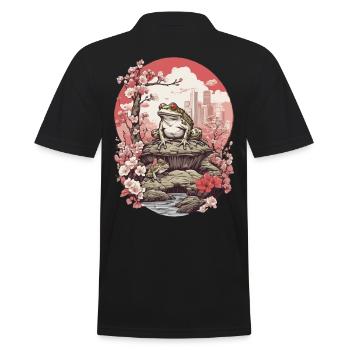 Frosch Streetwear Aesthetic Design - Männer Poloshirt - Schwarz - Hinten - Kai (181cm)