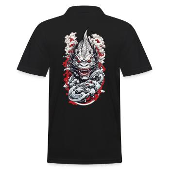 Sea Monster Aesthetic Yokai Oni Japan Vintage - Men's Polo Shirt - black - Back - Kai (181cm)