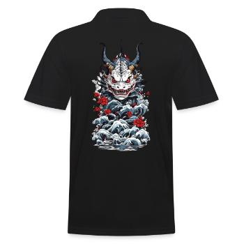 Seeungeheuer Japanischer Dämon Yokai Style - Männer Poloshirt - Schwarz - Hinten - Kai (181cm)