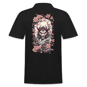 Kirschblüten Yokai Oni Japanischer Dämon Design - Männer Poloshirt - Schwarz - Hinten - Kai (181cm)