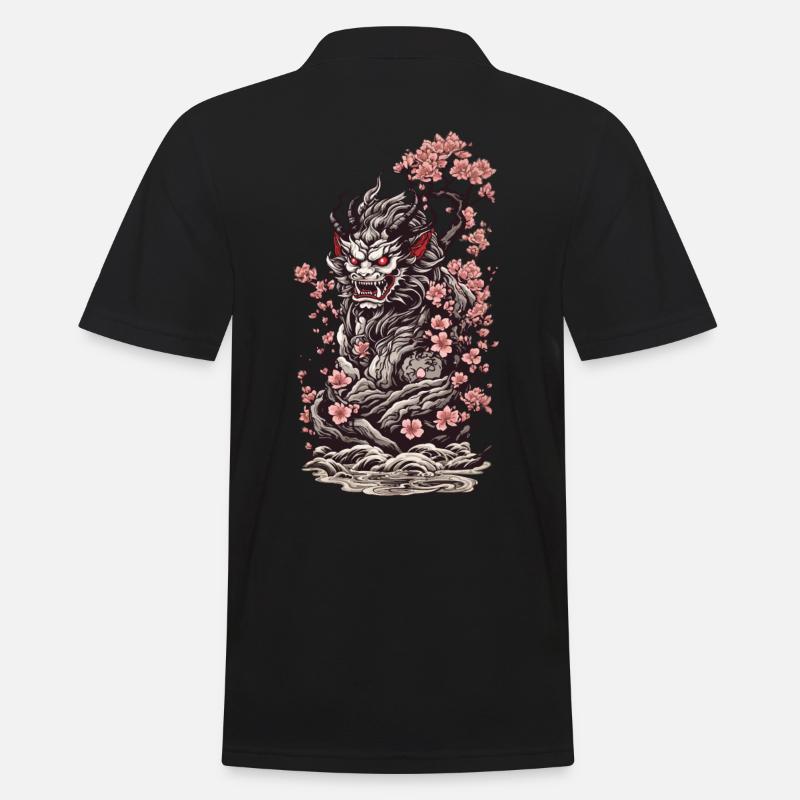 Fleur de cerisier Yokai Oni Ukiyo-E Esthétique - Polo Homme - noir