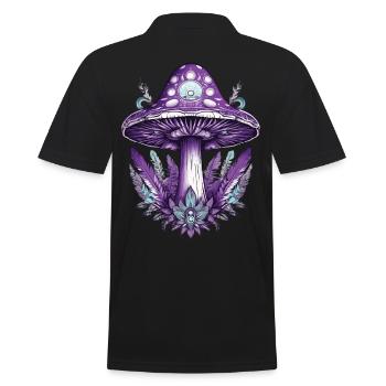 Feather Mandala Mushrooms Spiritual Dream Catcher - Men's Polo Shirt - black - Back - Kai (181cm)