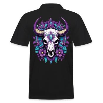 Crâne de taureau plume Mandala Design spirituel - Polo Homme - noir - Dos - Kai (181cm)
