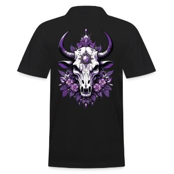 Feather Mandala Skull Spiritual Design - Men's Polo Shirt - black - Back - Kai (181cm)