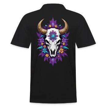 Plume Mandala taureau crâne Design spirituel - Polo Homme - noir - Dos - Kai (181cm)