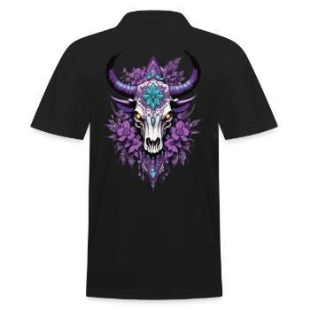 Crâne de taureau plume Mandala Design spirituel - Polo Homme - noir - Dos - Kai (181cm)