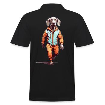 Weimaraner Streetwear Joggen Ästhetischer Fitness - Männer Poloshirt - Schwarz - Hinten - Kai (181cm)