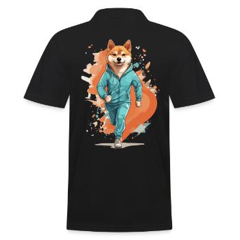 Shiba Chien Streetwear Jogging Style Esthétique - Polo Homme - noir - Dos - Kai (181cm)
