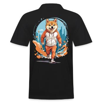 Shiba Dog Streetwear Jogging Aesthetic Fitness - Men's Polo Shirt - black - Back - Kai (181cm)