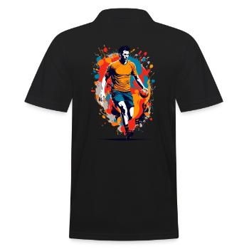 Handballspieler Streetwear Ikonischer Style - Männer Poloshirt - Schwarz - Hinten - Kai (181cm)