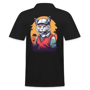 Chats Golfeur Golfeur Streetwear Design - Polo Homme - noir - Dos - Kai (181cm)
