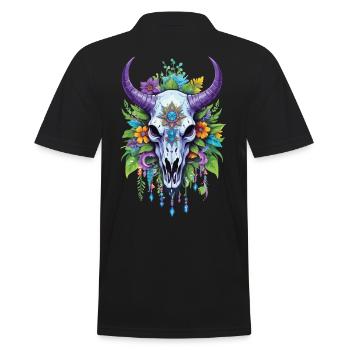 Mandala spirituel avec crâne de taureau - Polo Homme - noir - Dos - Kai (181cm)