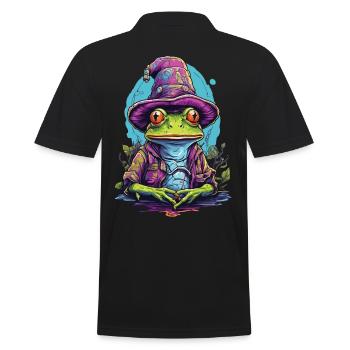 Mystic frog with magic hat - Men's Polo Shirt - black - Back - Kai (181cm)
