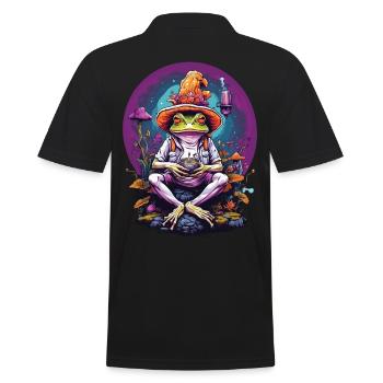 Frosch Psychedelic Art Wald Pilze Musik Festival - Männer Poloshirt - Schwarz - Hinten - Kai (181cm)