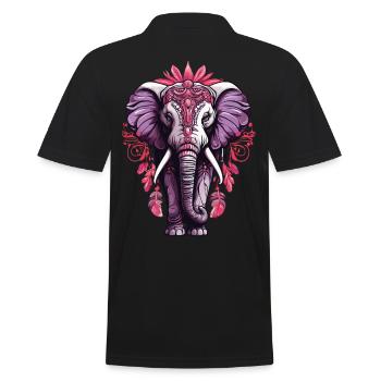 Elefant Spirituelles Mandala Tier Traumfänger - Männer Poloshirt - Schwarz - Hinten - Kai (181cm)