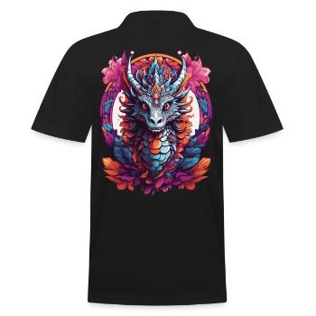 Drachen Spirituelles Mandala Tier Traumfänger - Männer Poloshirt - Schwarz - Hinten - Kai (181cm)