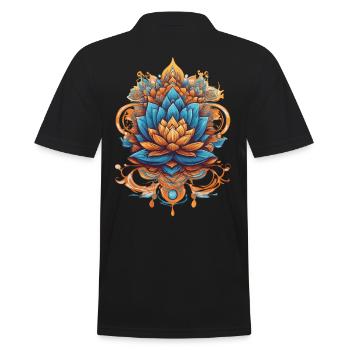Feather Mandala Dream Catcher Spiritual Design - Men's Polo Shirt - black - Back - Kai (181cm)