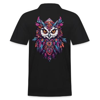Eule Spirituelles Mandala Tier Traumfänger Design - Männer Poloshirt - Schwarz - Hinten - Kai (181cm)