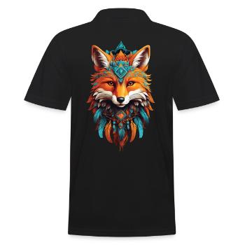 Fuchs Spirituelles Mandala Tier Traumfänger Design - Männer Poloshirt - Schwarz - Hinten - Kai (181cm)
