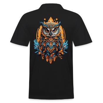 Owl Spiritual Mandala Animal Dream Catcher - Men's Polo Shirt - black - Back - Kai (181cm)