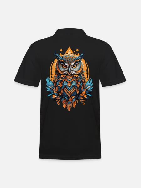 Eule Spirituelles Mandala Tier Traumfänger - Männer Poloshirt - Schwarz
