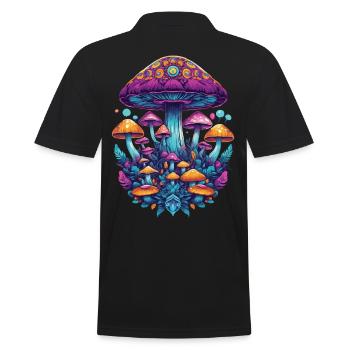 Champignons forestiers du festival de musique aux couleurs vives - Polo Homme - noir - Dos - Kai (181cm)
