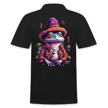 Magischer Frosch Psychedelic Wald Pilze Musik - Männer Poloshirt - Schwarz - Hinten - Kai (181cm)
