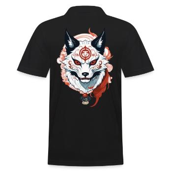 Kitsune Fox Spirit Aesthetic Yokai Vintage Japan - Men's Polo Shirt - black - Back - Kai (181cm)