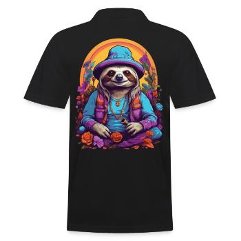 Magisches Faultier Lebendige Farben Psychedelic - Männer Poloshirt - Schwarz - Hinten - Kai (181cm)