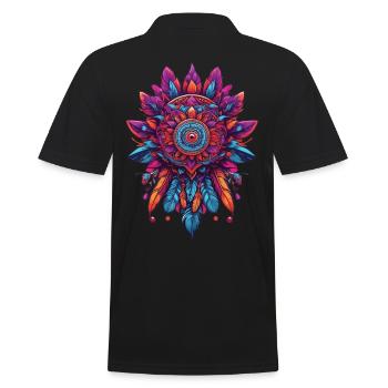 Attrape-rêves de conception spirituelle de mandala de plumes - Polo Homme - noir - Dos - Kai (181cm)