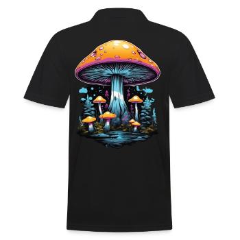 Couleurs vibrantes Champignons forestiers Festival de musique Art - Polo Homme - noir - Dos - Kai (181cm)