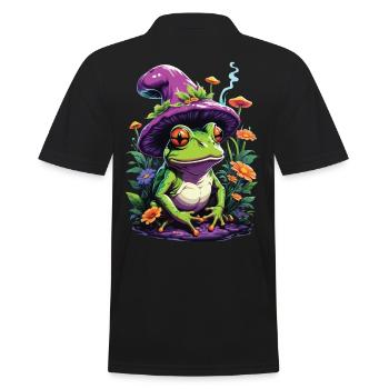 Magier Frosch Psychedelic Art Wald Pilze - Männer Poloshirt - Schwarz - Hinten - Kai (181cm)