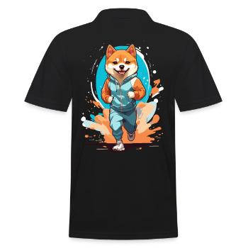 Shiba Dog Streetwear Jogging Style Esthétique - Polo Homme - noir - Dos - Kai (181cm)