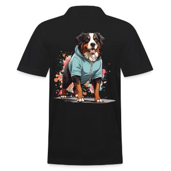 Border Collie Streetwear Jogging Style Esthétique - Polo Homme - noir - Dos - Kai (181cm)