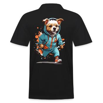 Dog Streetwear Jogging Aesthetic Fitness Style - Men's Polo Shirt - black - Back - Kai (181cm)