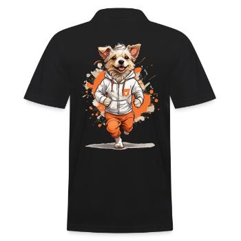 Hund Streetwear Joggen Ästhetischer Fitness Style - Männer Poloshirt - Schwarz - Hinten - Kai (181cm)