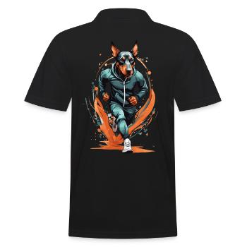 Doberman dog streetwear jogging aesthetic - Men's Polo Shirt - black - Back - Kai (181cm)
