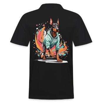 Doberman dog streetwear jogging aesthetic - Men's Polo Shirt - black - Back - Kai (181cm)