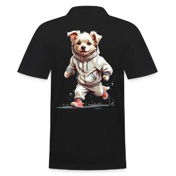 Dog Streetwear Jogging Aesthetic Fitness Style - Men's Polo Shirt - black - Back - Kai (181cm)