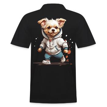 Dog Streetwear Jogging Aesthetic Fitness Style - Men's Polo Shirt - black - Back - Kai (181cm)