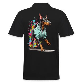 Doberman chien streetwear esthétique fitness - Polo Homme - noir - Dos - Kai (181cm)
