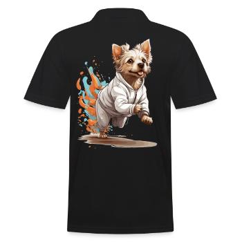 Streetwear Chien Jogging Esthétique Style Fitness - Polo Homme - noir - Dos - Kai (181cm)