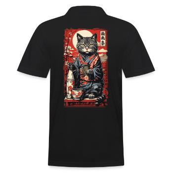 Chat saké japonais Vintage Art - Polo Homme - noir - Dos - Kai (181cm)