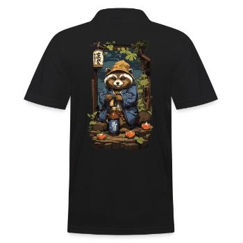Chien viverrin saké japonais Art Style rétro - Polo Homme - noir - Dos - Kai (181cm)